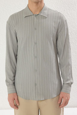 TRENDYOL MAN Haki Regular Fit Dusuk Omuzlu Dokulu Gomlek TMNSS25GO00011 - Trendyolmilla фото 3