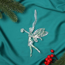 Цена за 2 шт. Ёлочная игрушка Зимнее волшебство. Фея с шариком, 1211.5 см, белый перелив  фото 4