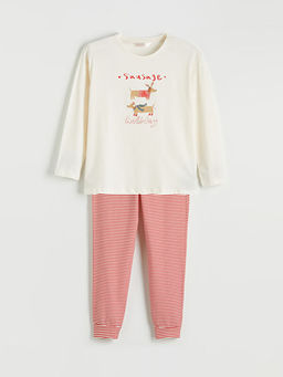 Bisiklet Yaka Y?lba?? Temal? Kad?n Pijama Tak?m