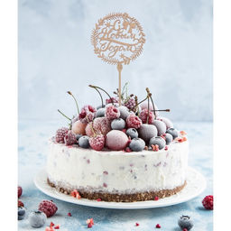 Цена за 5 шт. Топпер деревянный С Новым годом Венок 120х117 - Страна карнавалия фото 2