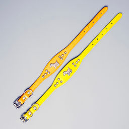 Ошейник-селедка со щенком, 29-32 х 2,5 см, искусственная кожа, желтый - Пижон фото 3