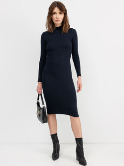 Прилегающее платье в рубчик графитового цвета графит 152520 - Mark formelle фото 2