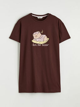 Bisiklet Yaka Bask?l? Kad?n Gecelik