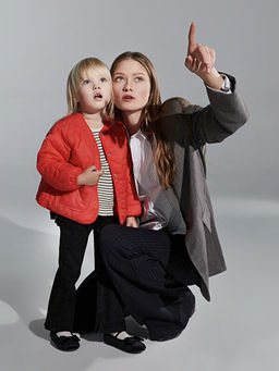 Bisiklet Yaka ?izgili K?z ?ocuk Ti??rt