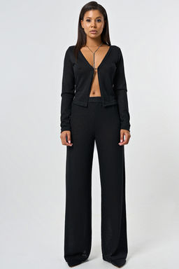 Брюки широкие из ажурного трикотажа с люрексом - Fly фото 4