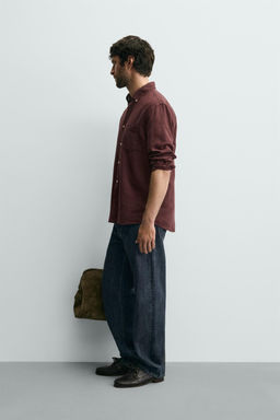 CAMISA LINO - ALGOD?N / Granate - Zara фото 4