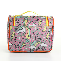 Косметичка на молнии, с ручкой, цвет розовый