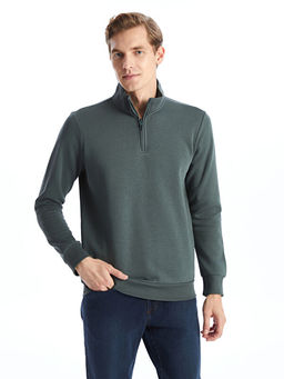 Dik Yaka Uzun Kollu Erkek Kal?n Sweatshirt