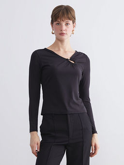 B?y?k Beden V Yaka B?zg?l? Bluz