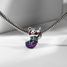 Цена за 5 шт. Талисман "Мишка" русалка, цветной в чернёном серебре