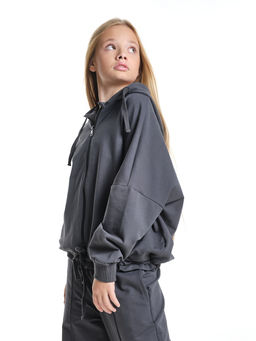 Толстовка на молнии с капюшоном 22-7640 серый - Mini maxi фото 23