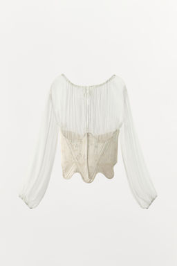 BLUSA CORS? COMBINADA JACQUARD / Estampado - Zara фото 3