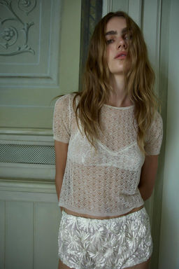 EMBROIDERED BEADED SHORTS