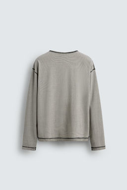 STRIPED HENLEY NECK T-SHIRT - Zara фото 14