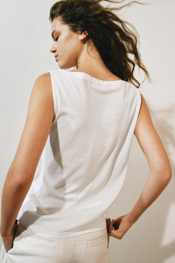 CAMISETA MANGA SISA BOTONES / Blanco - Zara фото 3