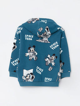 Kap??onlu Uzun Kollu Mickey Mouse Bask?l? Erkek Bebek Sweatshirt ve Pantolon 2li Tak?m - Waikiki фото 2