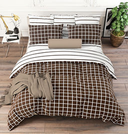 Клетка Кофе Постельное белье из Поплина Семейный