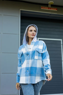 Рубашка женская в клетку с капюшоном РЖКК-01