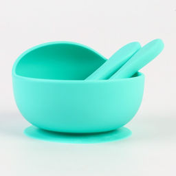 Тарелка детская на присоске и столовые приборы, Крошка Я, бирюзовый  фото 2