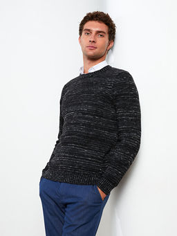 Bisiklet Yaka Uzun Kollu Desenli Erkek Triko Kazak