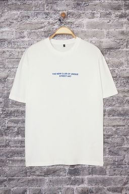 TRENDYOL MAN Ekru Oversize/Genis Kesim Yaz? Bask?l? %100 Pamuk T-Shirt TMNSS25TS00227 - Trendyolmilla фото 5