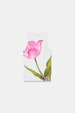 CAMISETA ESTAMPADO FLOR / Blanco