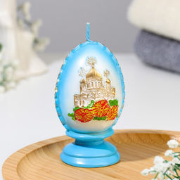 Свеча фигурная малая Пасхальное яйцо с храмом, 5,5х9 см, 95 гр МИКС - Simaland фото 5