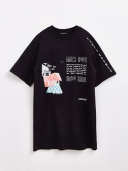 CONTE Платье из футера свободного кроя Blurred LPL 1639 black