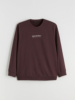 Bisiklet Yaka Bask?l? Erkek Sweatshirt