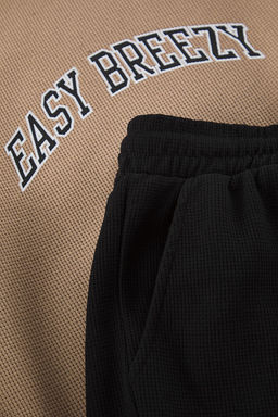 TRENDYOL MAN Gri Regular Fit Slogan Bask?l? Waffle Orme Sortlu Pijama Tak?m? TMNSS25PT00008 - Trendyolmilla фото 11