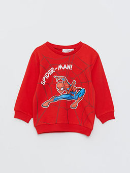 Bisiklet Yaka Uzun Kollu Spiderman Bask?l? Erkek Bebek Sweatshirt ve E?ofman Alt 2li Tak?m - Waikiki фото 2
