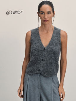 Вязаный жилет с содержанием шерсти альпаки / Zarina  фото 7