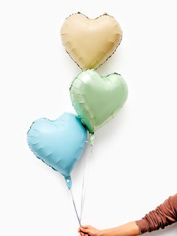 Цена за 2 шт. Воздушные шары фольгированные 17" "Сердце" цвет голубой сатин, набор 5 штук