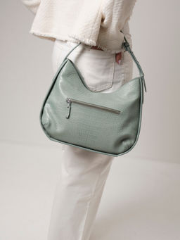 Сумка кожаная тоут Deboro 30422 серо-зеленый