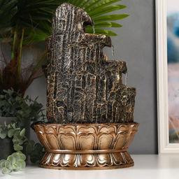 Фонтан настольный от сети, подсветка "Шива у скалы с водопадом" 42х28х28 см