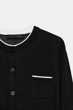 CHAQUETA COMBINADA PUNTO / Negro / Blanco - Zara фото 8