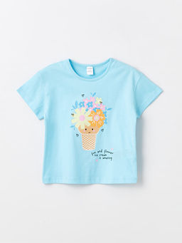 Bisiklet Yaka Bask?l? K?sa Kollu K?z Bebek Ti??rt 2li - Waikiki фото 2