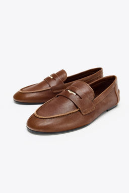 LEATHER PENNY LOAFERS - Zara фото 3