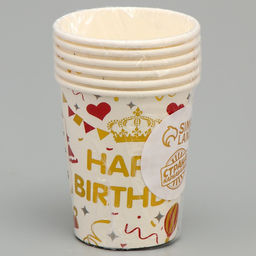 Стаканы бумажные С Днём рождения!, 6 шт, цвет белый - Страна карнавалия фото 3