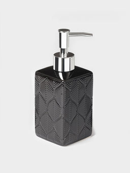 Набор для ванной «Лепесток», 3 предмета, дозатор для мыла, стакан, мыльница, чёрный