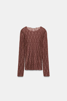 LONG SLEEVE LACE TOP - Zara фото 5