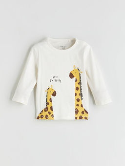Bask?l? Erkek Bebek Pijama Tak?m 2li