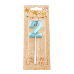 Цена за 3 шт. Свеча в торт на шпажке «Алмаз», цифра 2, голубая, 5 см