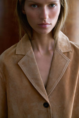 CHAQUETA 100% PIEL ANTE / Tostado - Zara фото 16