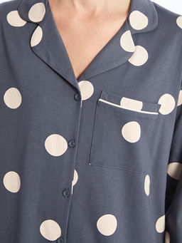 G?mlek Yaka Puantiyeli Uzun Kollu Hamile Pijama Tak?m?