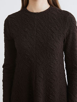 Bisiklet Yaka Dokulu Elbise