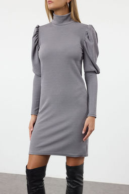 Siyah Fitted/Vucuda Oturan Mini Esnek Orme Elbise TWOAW25EL00357 - Trendyolmilla фото 9