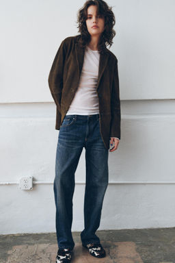 ZW COLLECTION LIMITED EDITION 100% SUEDE LEATHER BLAZER - Zara фото 12