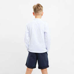 Джемпер поло для мальчика MINAKU: Basic Line KIDS, белый, рост 158 см