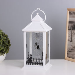 Фигурка светящаяся RISALUX «Чёрный кот», LED-ночник, 3×ААА, белый, 14×14×30.5см